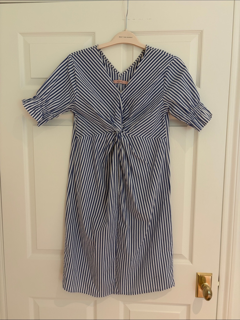 Maternity 🤰💙Blue and White Striped Twist-Front Dress